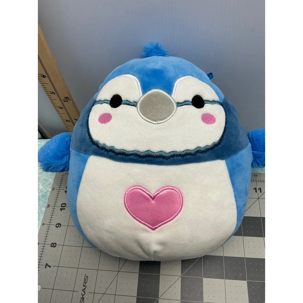 Squishmallows Babs the Blue Jay 8 Inch Valentine Plush with Pink Heart Blue Bird